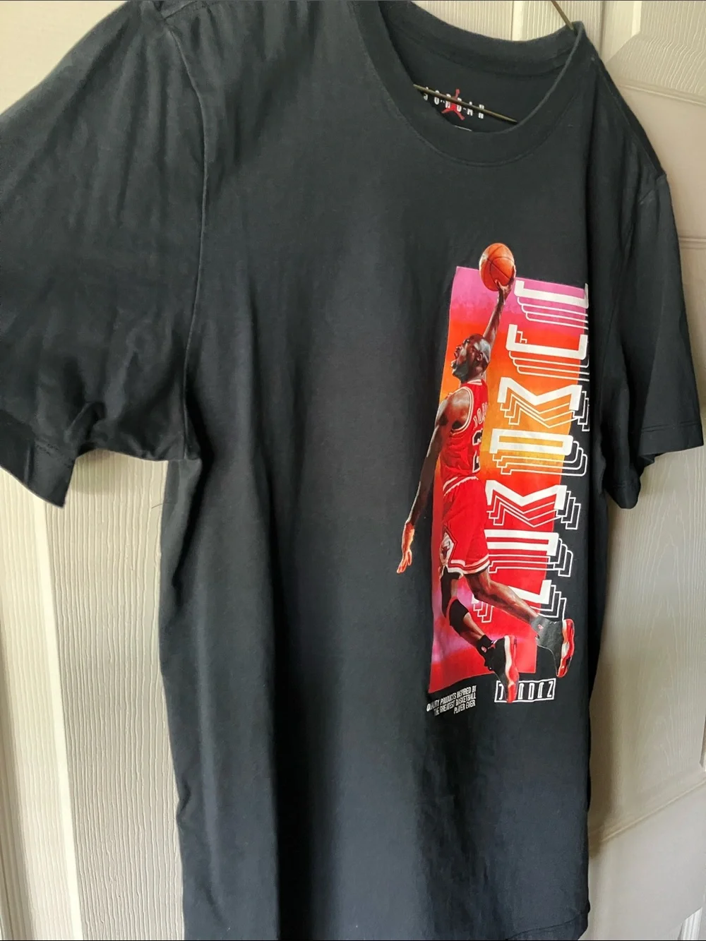 Jordan Black Graphic Tee with Red and Orange Jumpman Print